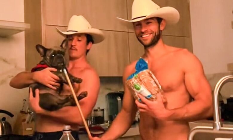 Chace Crawford and Miles Teller Dance Shirtless with Cowboy Hats in New TikTok Video