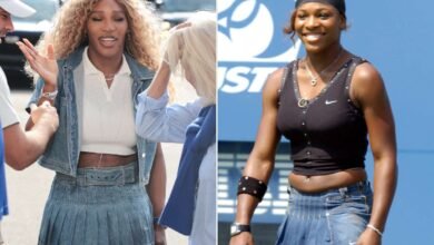 Serena Williams Recreates Throwback Denim Tennis Skirt Look for Wyn Lip Gloss Launch