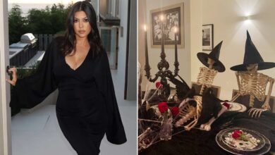 Kourtney Kardashian Shows Off Halloween Dining Room Decor Including Life-Sized Skeletons, Skulls Heads and More!