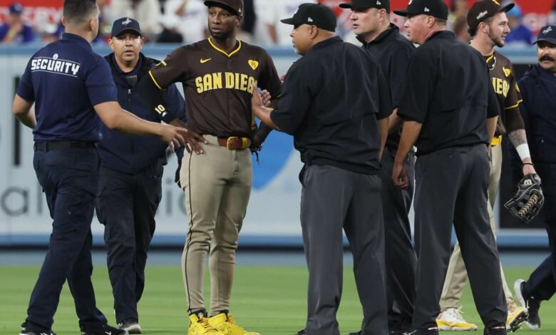 Messy NLDS Game Is Delayed After Dodgers Fans Throw Objects at Padres Players