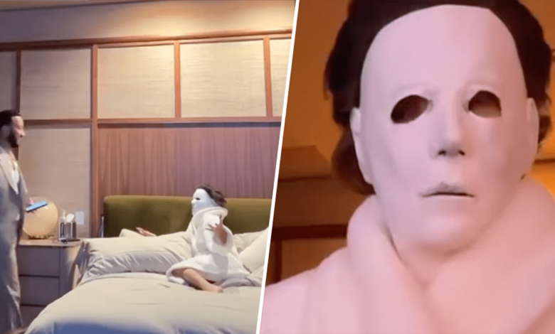 Watch Chrissy Teigen try to scare husband John Legend in Michael Myers mask