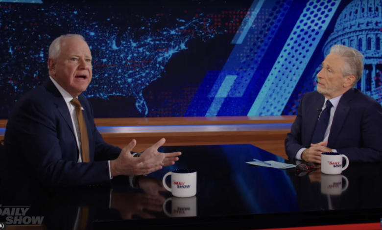 ‘The Daily Show’: Tim Walz Tells Jon Stewart Many Republicans “Want To Find A Reason” Not To Vote For Trump